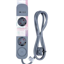 Clearance Marshmallow Bloco Cinza 3Tom Com Int 1Usb 1,5M