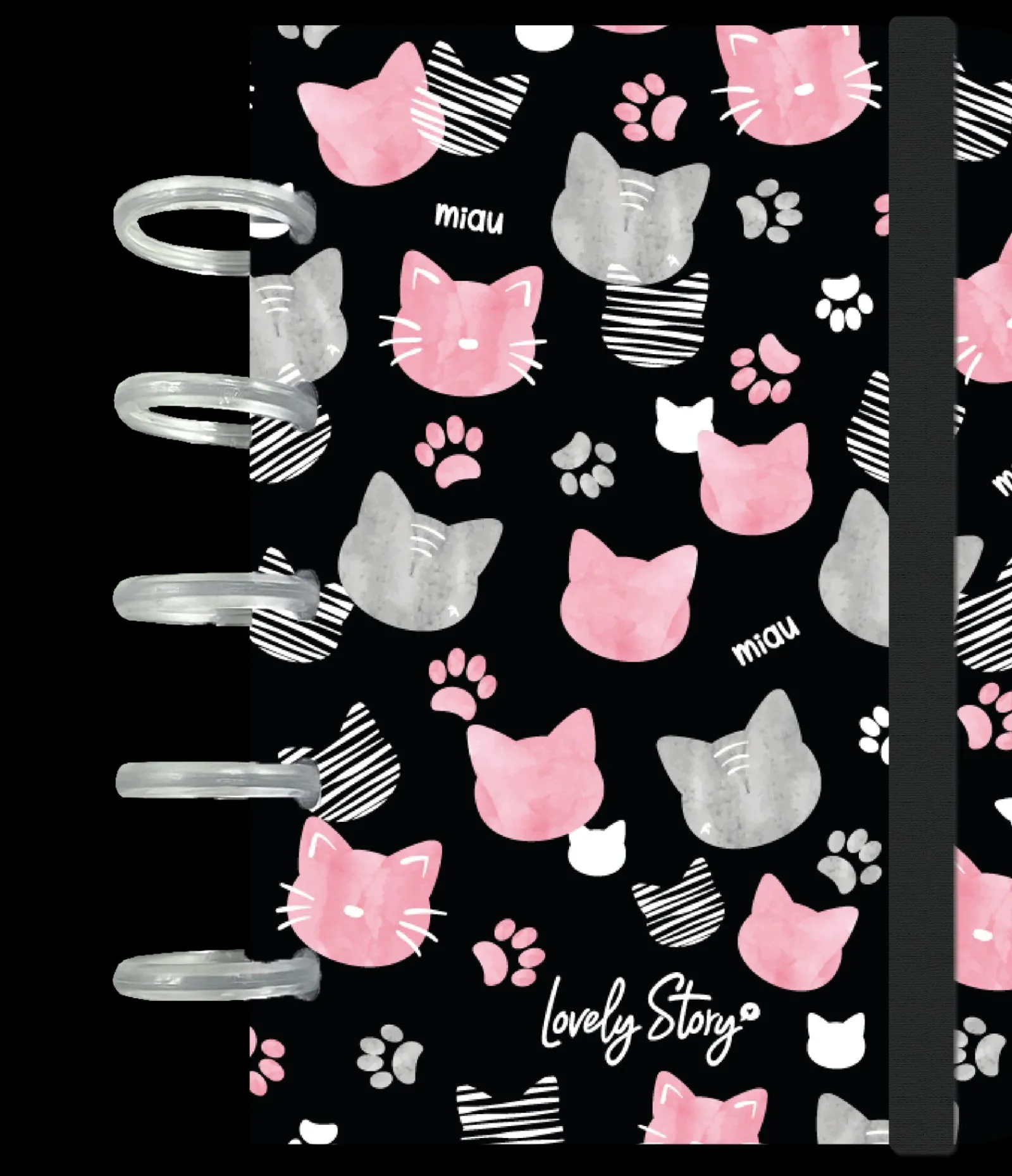 Hot Aurea Caderno De Discos A6 Pautado - Black Miau