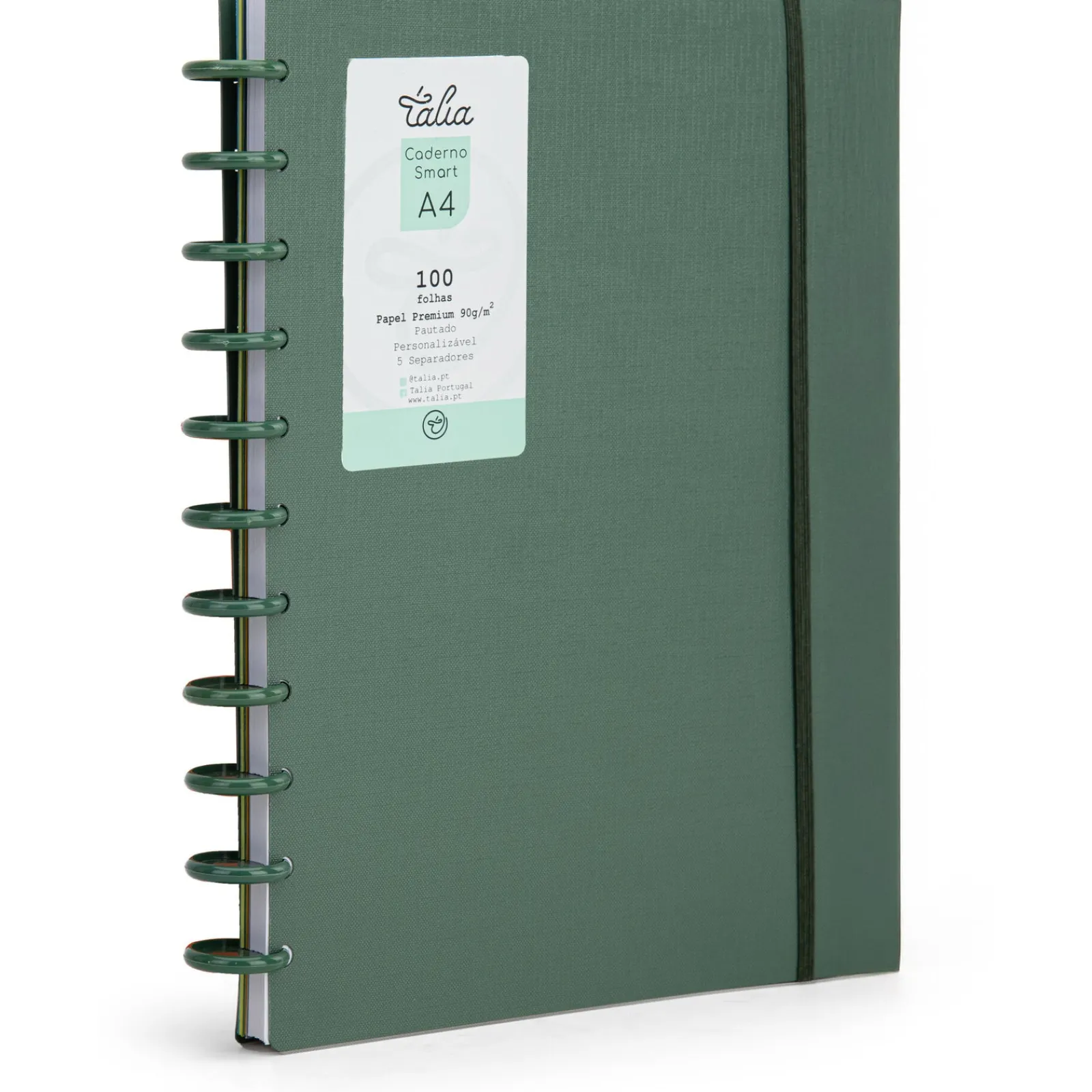Talia Caderno Smart A4 com Elástico 100 Folhas Verde Olive