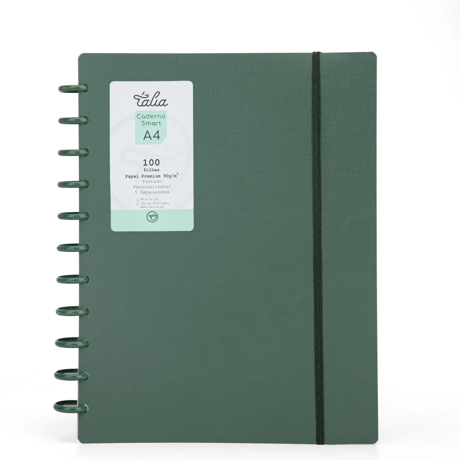 Talia Caderno Smart A4 com Elástico 100 Folhas Verde Olive