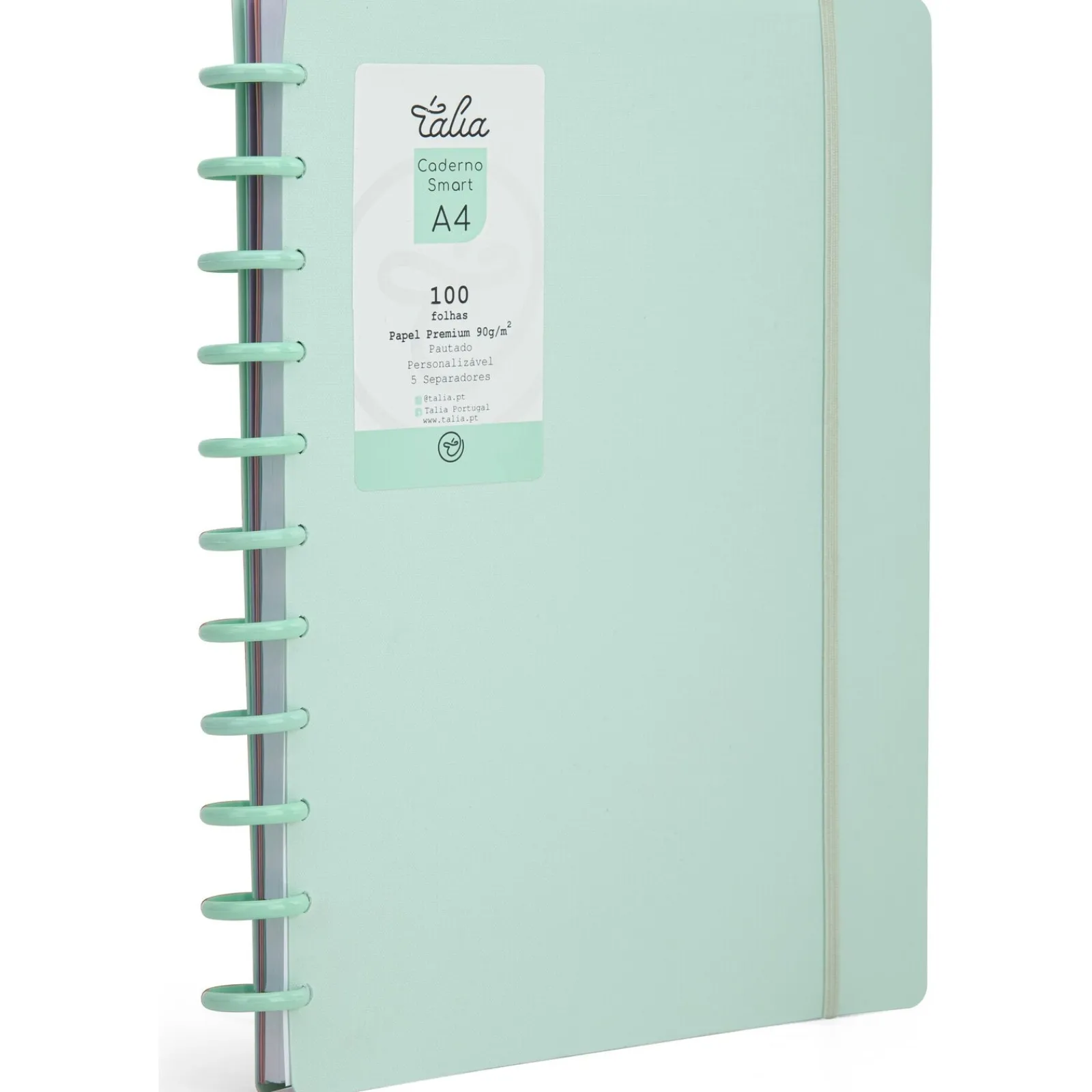 Hot Talia Caderno Smart A4 com Elástico 100 Folhas Verde Pastel