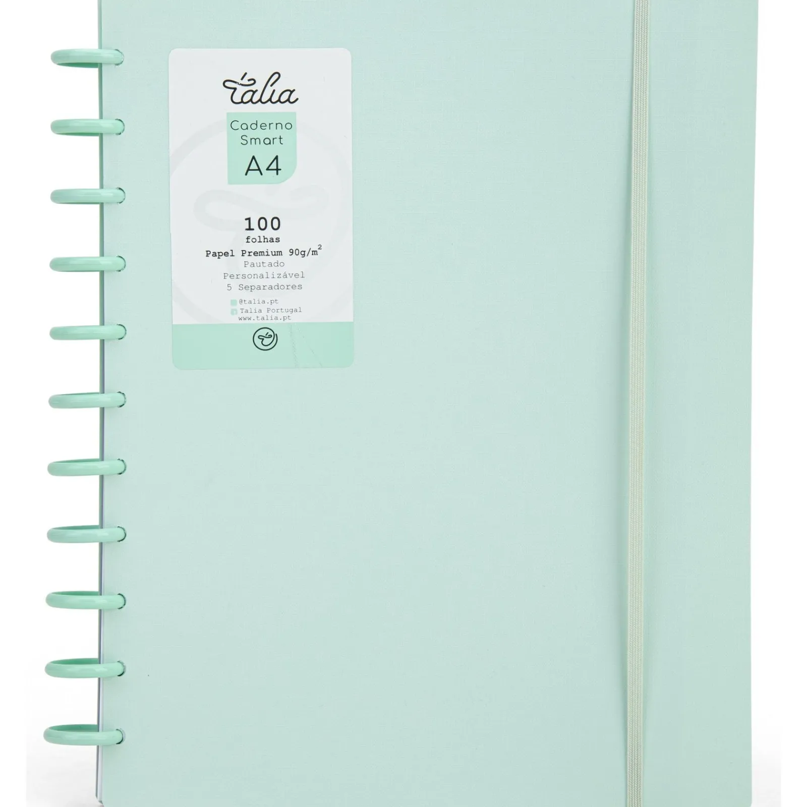 Hot Talia Caderno Smart A4 com Elástico 100 Folhas Verde Pastel