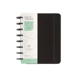Talia Caderno Smart com Elástico Espiral A5 Pautado Preto