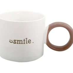 New Kasa Caneca Branca Smile com Asa Castanha