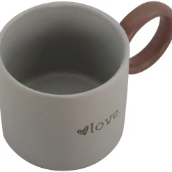 Best Kasa Caneca Cinza Love com Asa Castanha