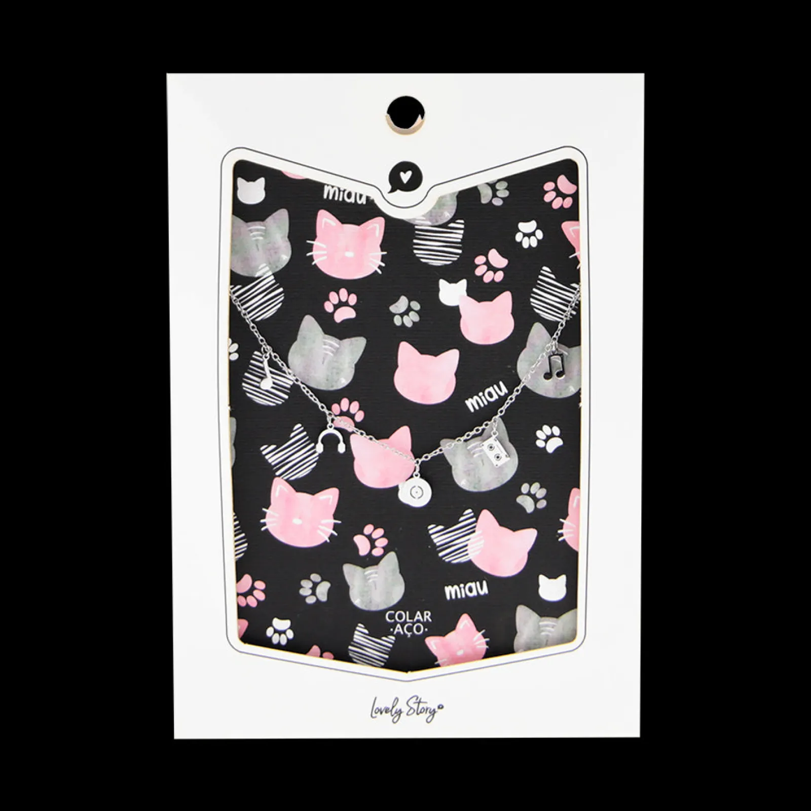 New Aurea Colar Bijuteria - Black Miau