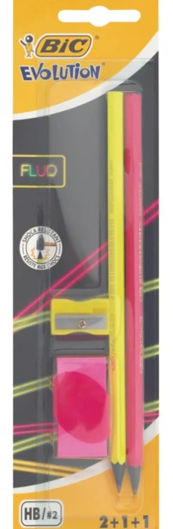 Online Bic Conjunto 2 Lápis Grafite Fluo + Afia + Borracha