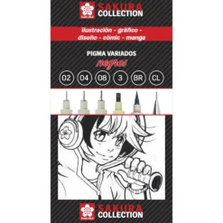 Hot Sakura Conjunto de 6 Marcadores Pretos Pigma