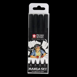 Sakura Conjunto de 4 Marcadores Pretos Pigma Sensei Manga