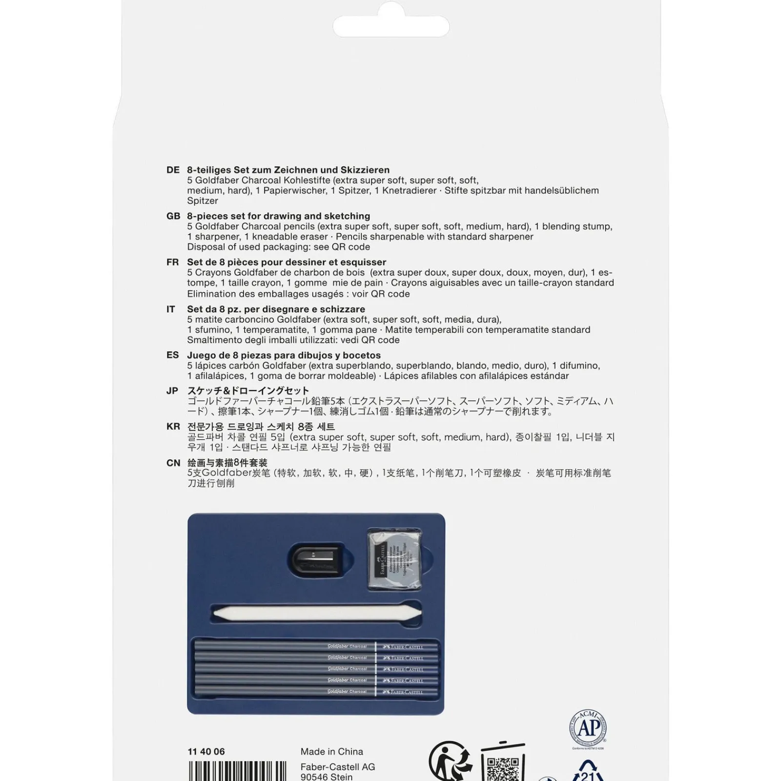 Sale Faber Castell Conjunto Esboço Carvão Esfuminho + 5 Lápis + Afia + Borracha