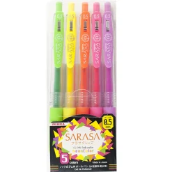 Zebra Esferográfica Clip Tinta Gel 0.5 Sarasa Neon 5 unidades