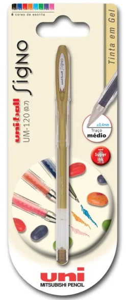 Uni Esferográfica Roller Gel Signo Dourada