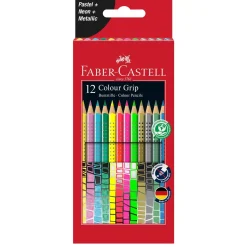 Faber Castell Lápis Cor Grip Pastel/Neon/Metal 12 unidades