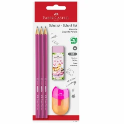 Faber Castell Lápis Grafite Hb + Borracha + Afia 3 Unidades Faber
