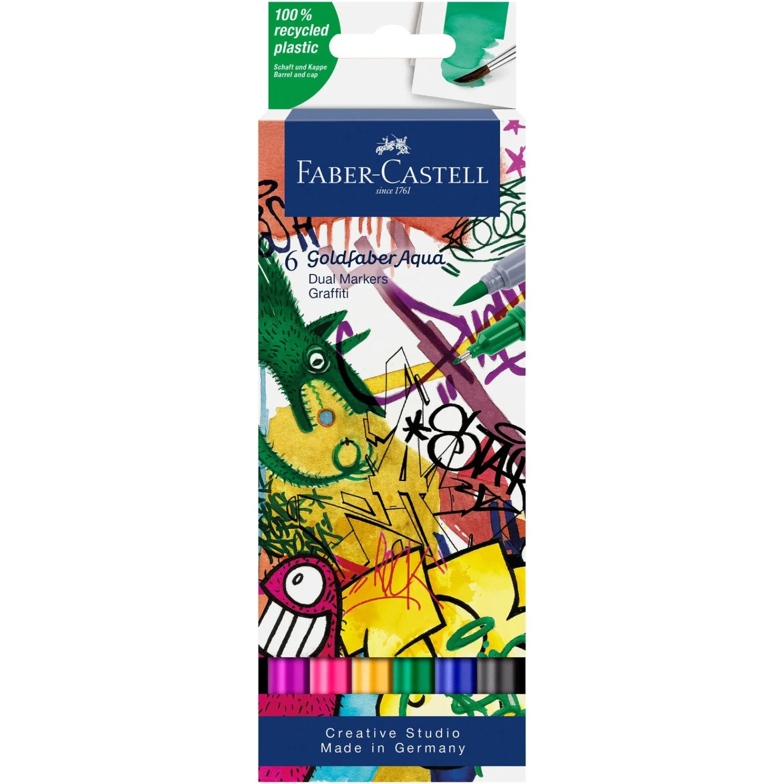 New Faber Castell Marcador Duplo Goldfaber Aqua Graffiti 6 unidades