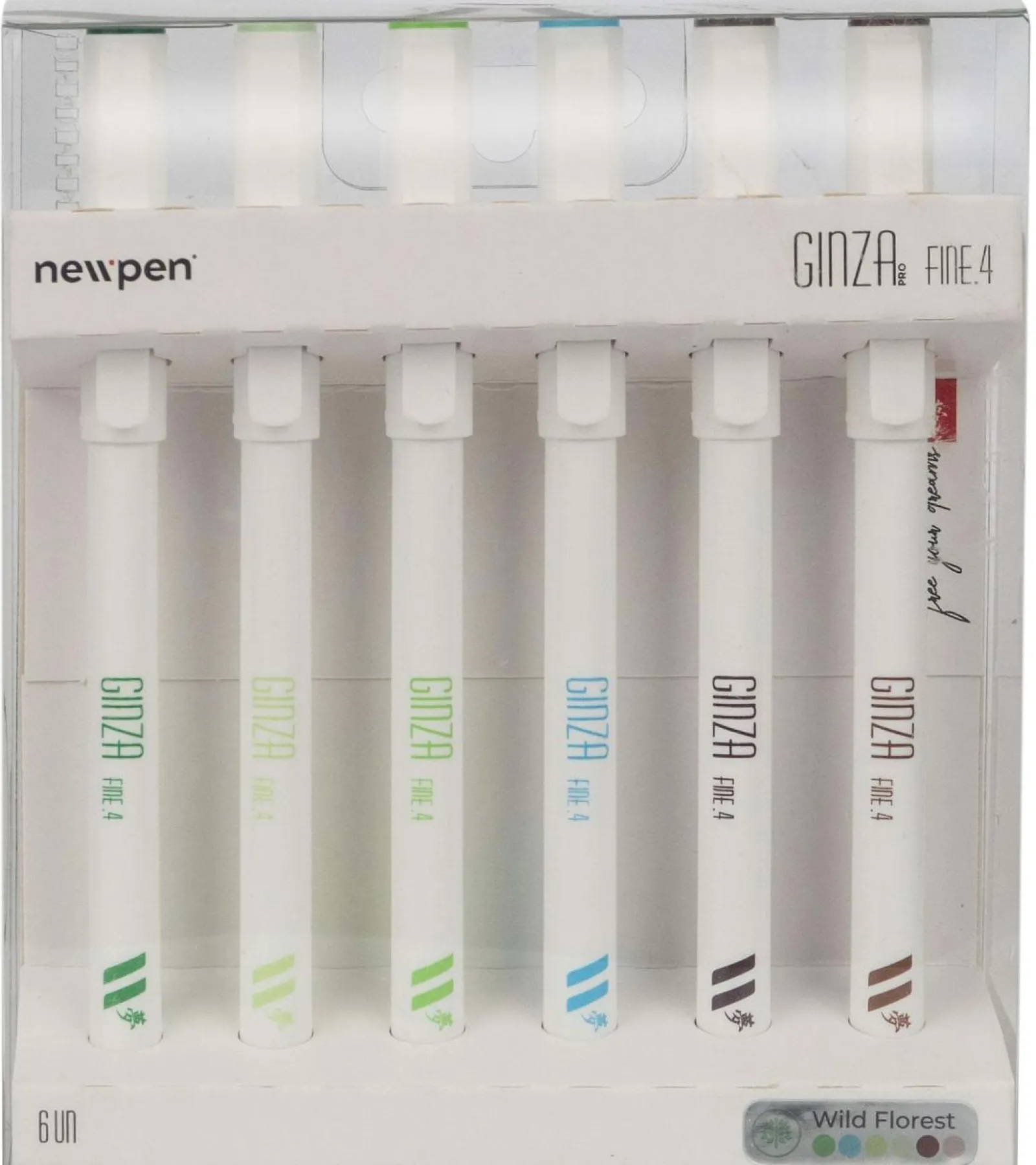 Newpen Marcador Ginza Fine 0.4mm Wild Florest 6 unidades