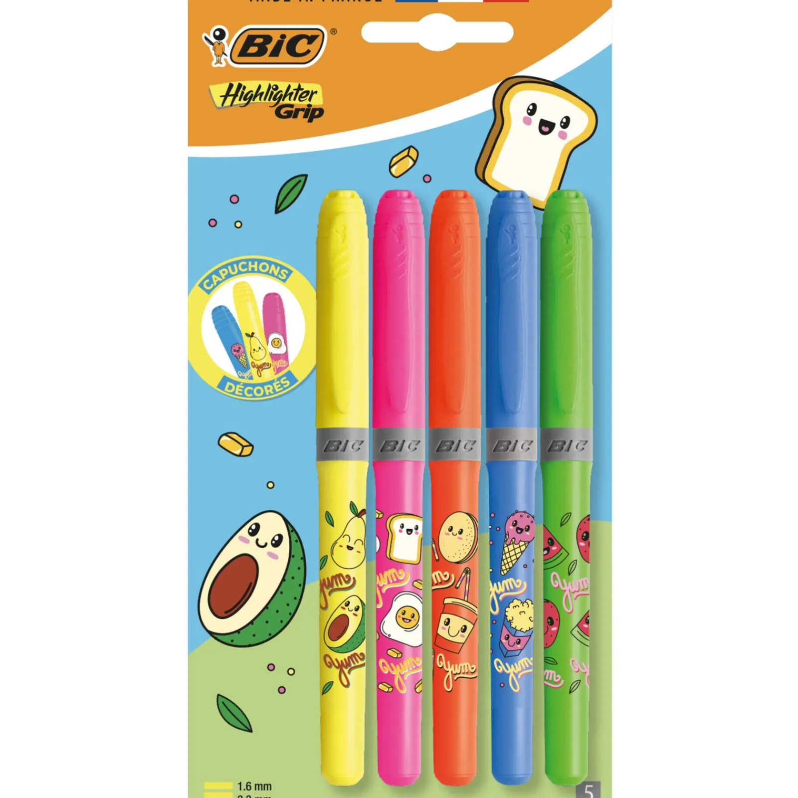 Outlet Bic Marcadores Fluor Grip Neon Kawaii 5 Unidades