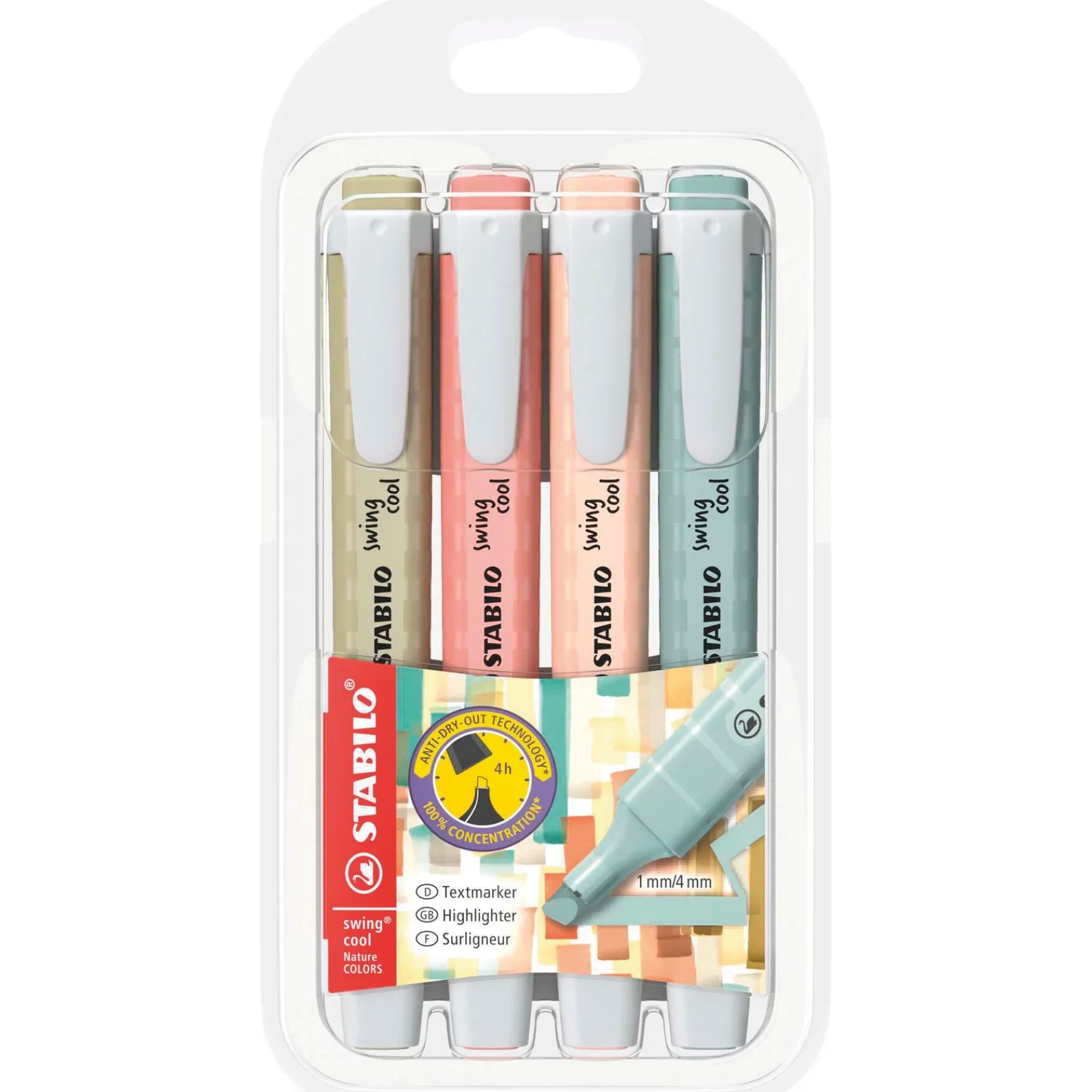 New Stabilo Marcadores Fluor Swing Cool Nature 4 Unidades