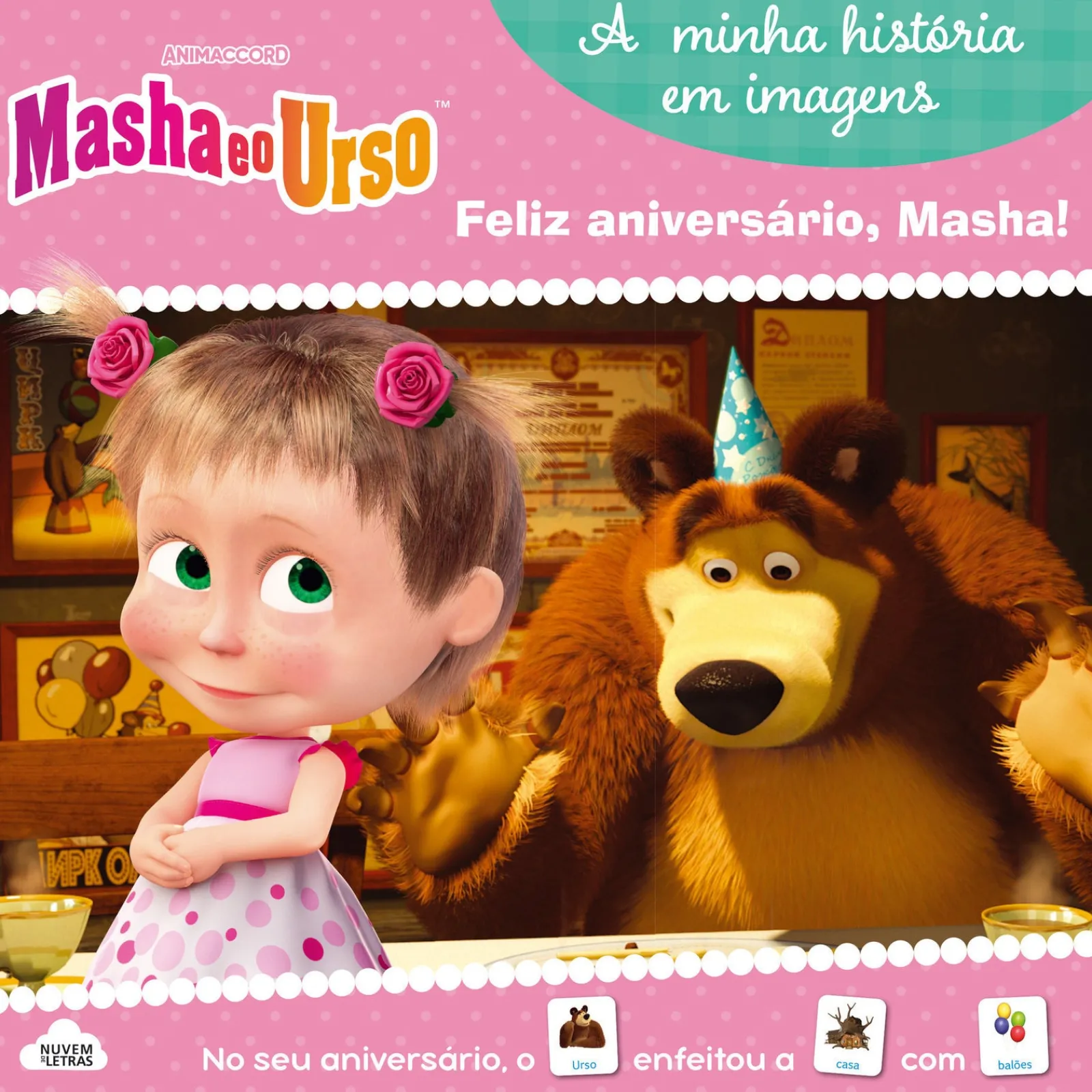 Nuvem De Letras Masha e o Urso - Feliz Aniversário, Masha!