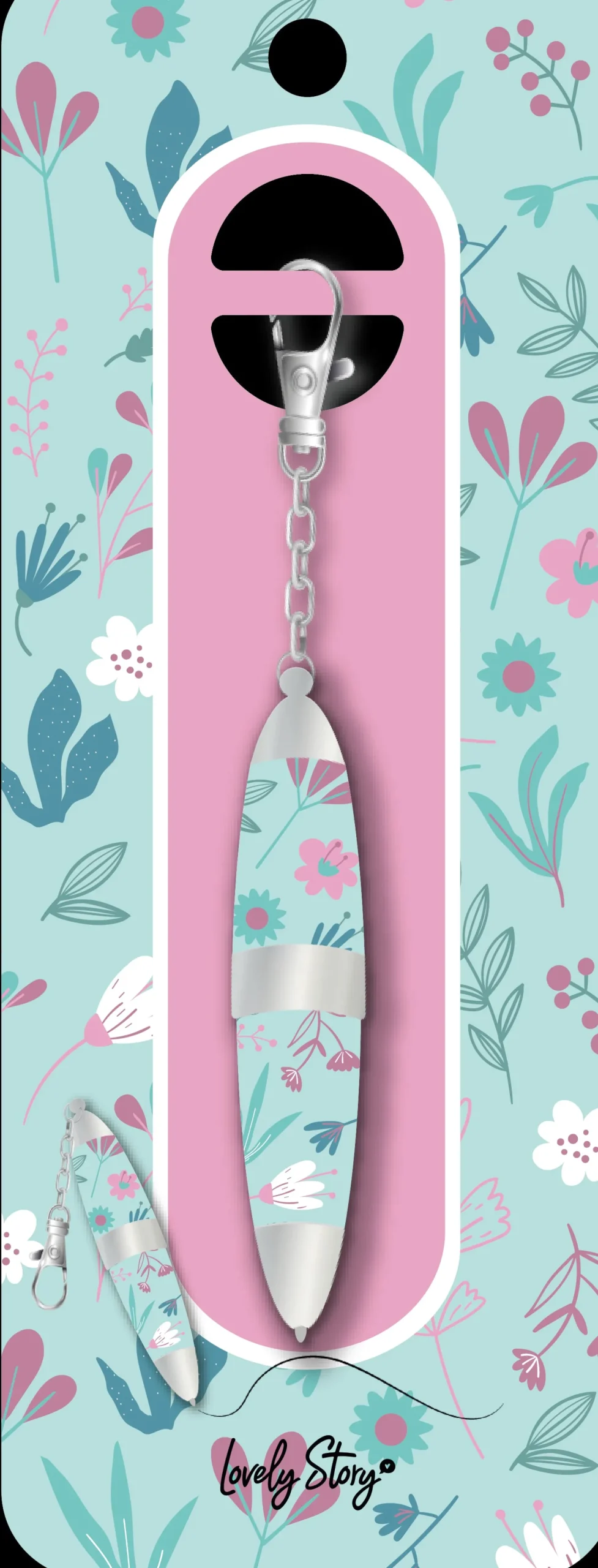 Sale Lovely Story Porta-Chaves Caneta - Mint Bloom