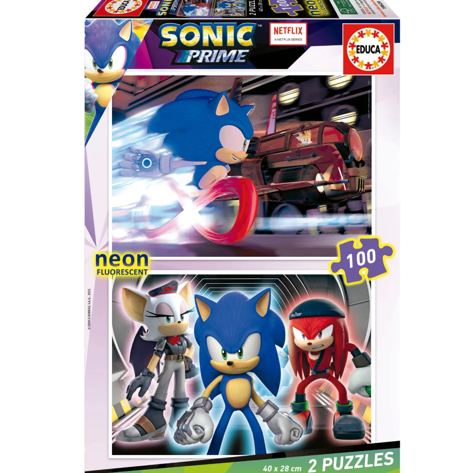 Outlet Educa Puzzle 2X100 Peças Sonic Prime Neon