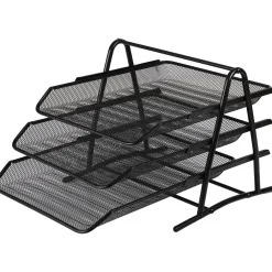 Note! Tabuleiro Metal com Suporte 3 Divisórias Preto