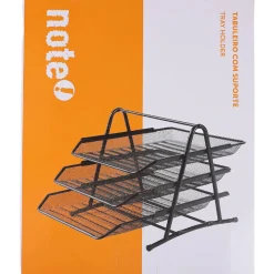 Note! Tabuleiro Metal com Suporte 3 Divisórias Preto